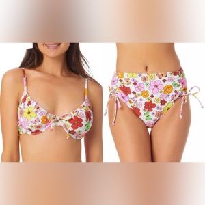 NWT California Waves Floral Print Bikini Set